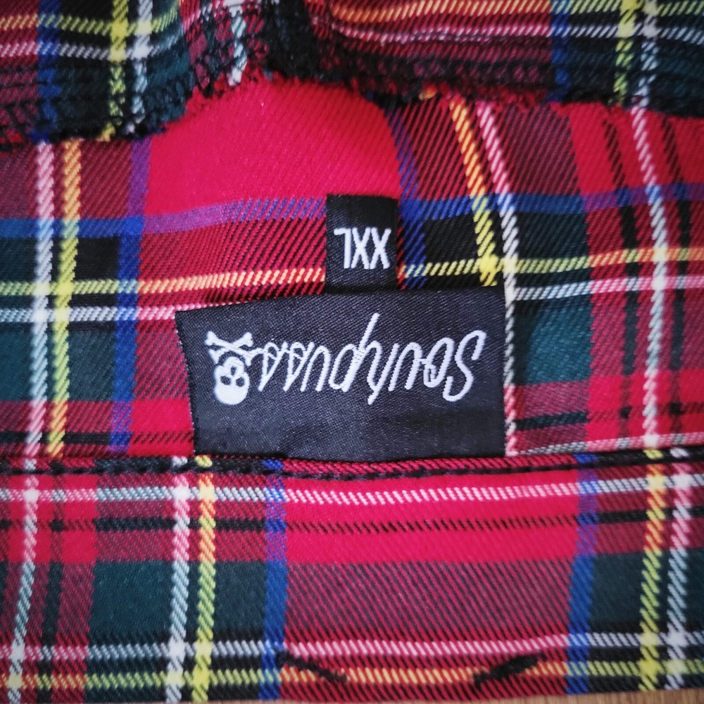 Sourpuss Red Tartan Plaid Mini Skirt Punk Goth Rockabilly Studded‎ Y2K XXL - Picture 6 of 8